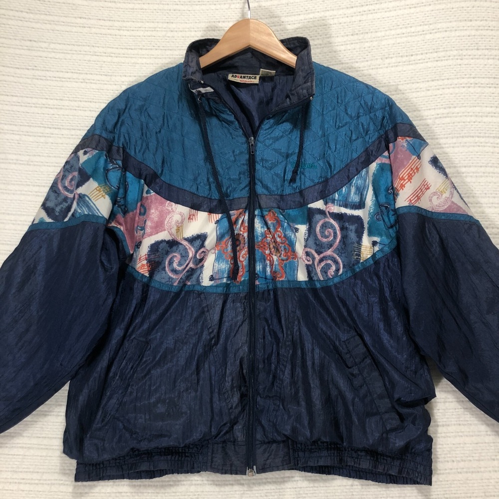 Vintage Wilson Advantage Windbreaker Jacket Blue Colorblock Abstract 90s Large